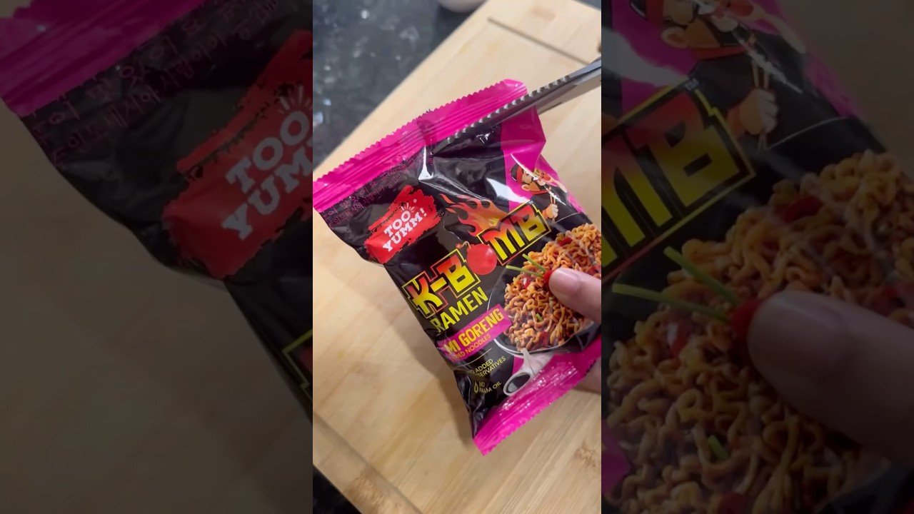 Too Yumm K-Bomb Mi Goreng Ramen Noodles Recipe & Review #shorts #asmr #ramenreview
