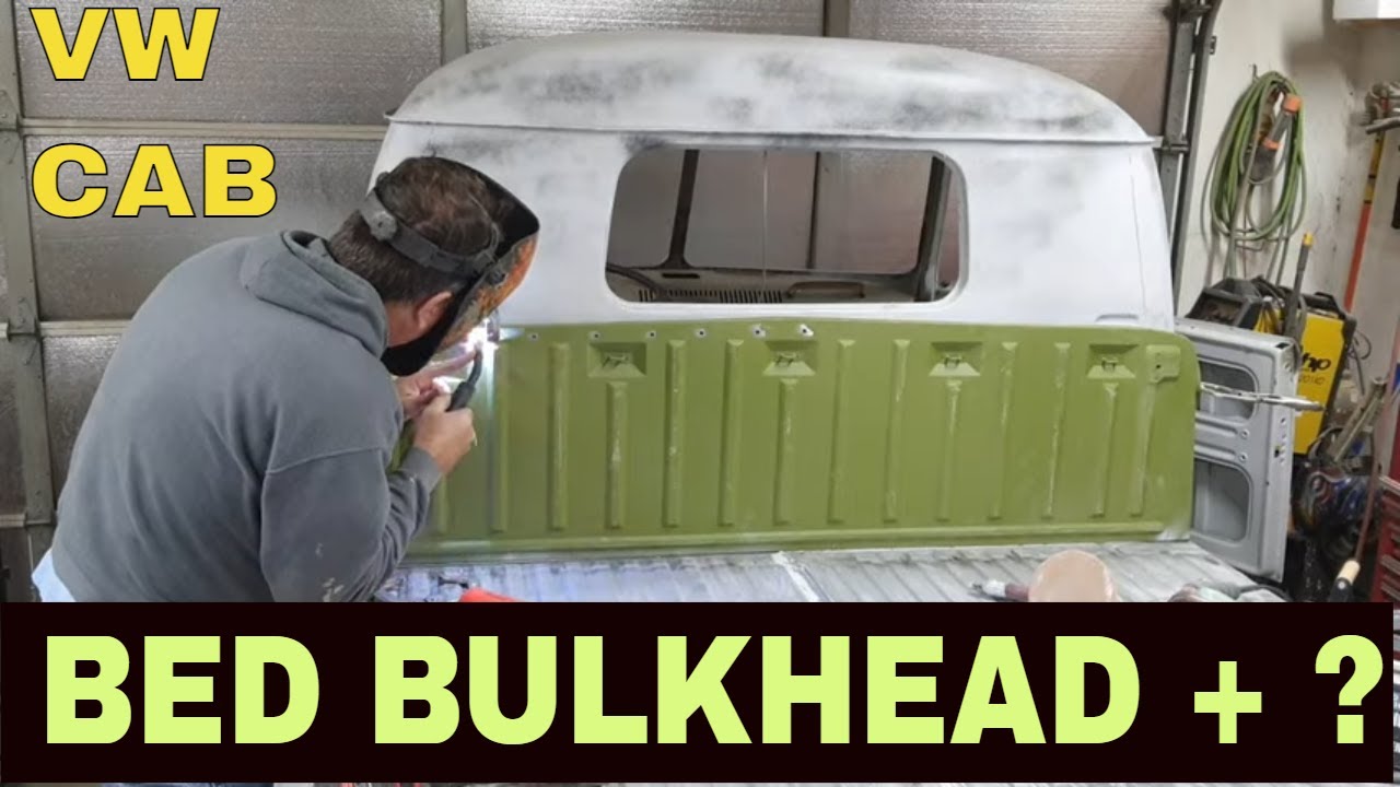 VW single cab cherry picker rusted out Restoration Bed bulkhead sheet metal install fill n prime