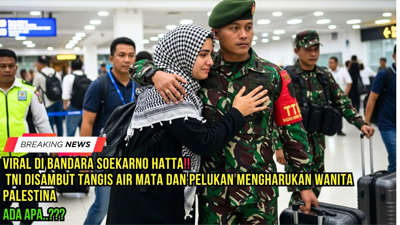 VIRAL Wanita Palestina Tiba-Tiba Peluk Prajurit TNI di Bandara Soekarno Hatta Alasannya Bikin Nangis