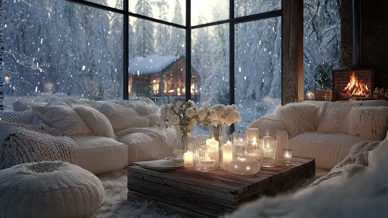 Cozy Crackling Fireplace and Soft Piano 🎹 Warm Winter Ambience for Relaxation
