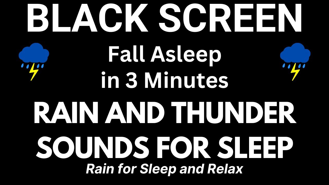 Fall Asleep in 3 Minutes with Rain and Thunder Sounds | Anxiety Relief Sleep ASMR | Black Screen