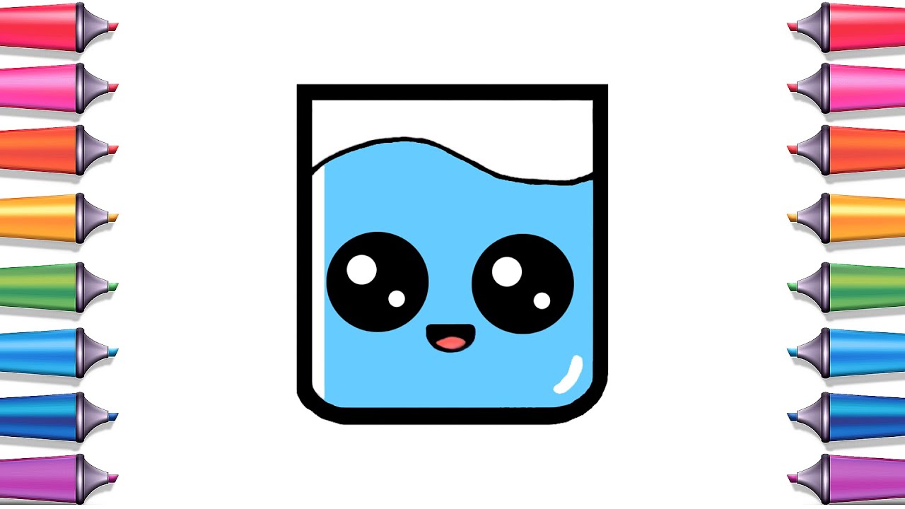 How to draw a cute water glass step by step