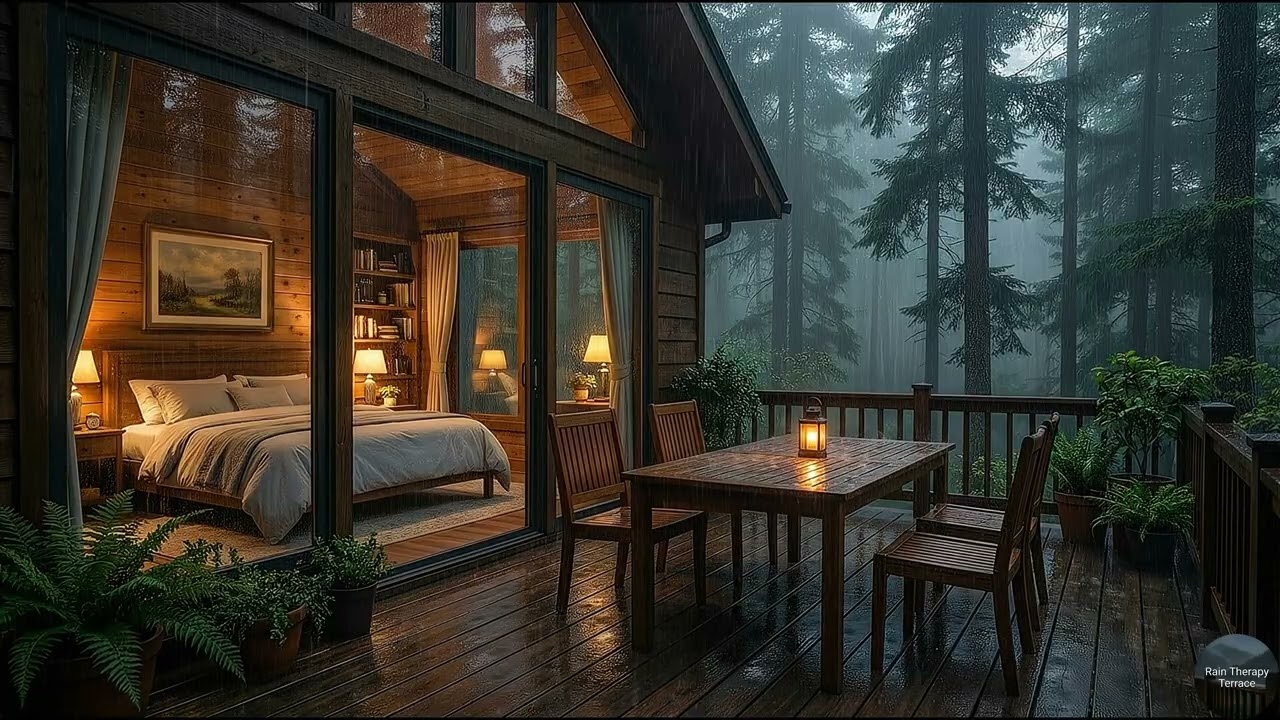 Rain forest in cozy mountain cabin  🌲 | Calm Your Mind and Sleep Through the Night