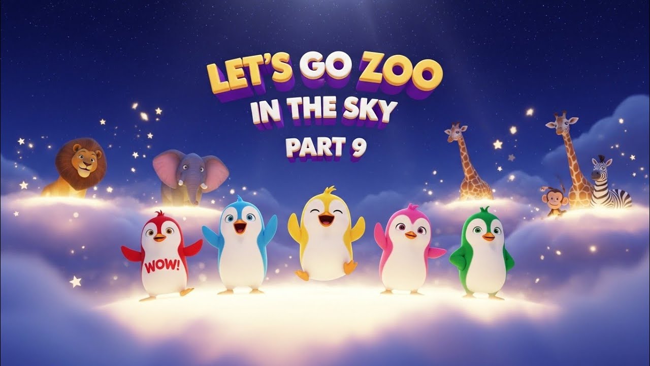 Five Little Penguins 🐧 | Sky Zoo Part 9 🌈 | Let’s Go Zoo in Sky | Kids Fun Animal Song