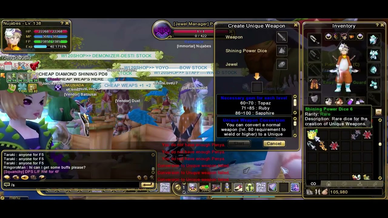 Flyff Universe Crafting 5 Bloody Weapons | Mushpoie Server | IGN Nujabes