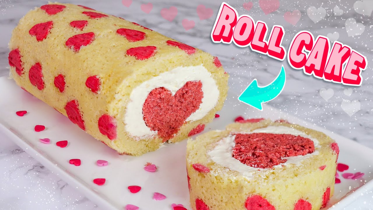 ROLL CAKE - PASTEL con CORAZON ESPECIAL SAN VALENTIN - Pionono o Brazo de Gitano