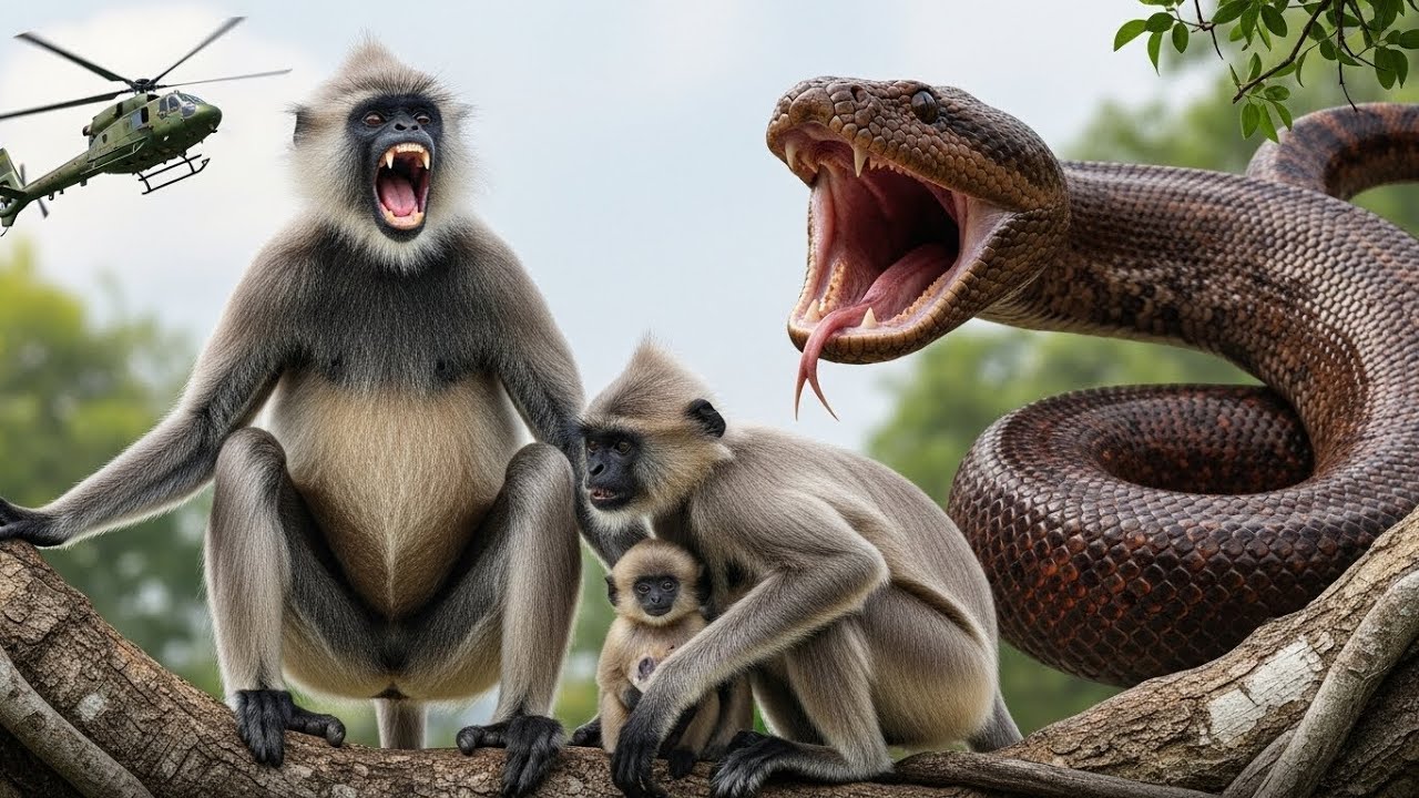 😱 Massive 35ft King Cobra Attacks Cute Monkey Babies – Epic Save in India Jungle!