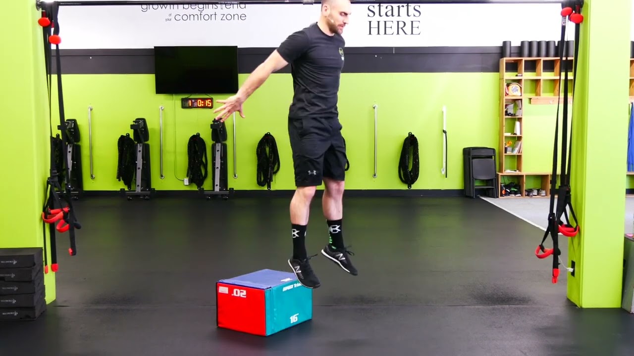 Group Training Boise I Box Jump Squat Demonstration I Kvell Fitness and Nutrition
