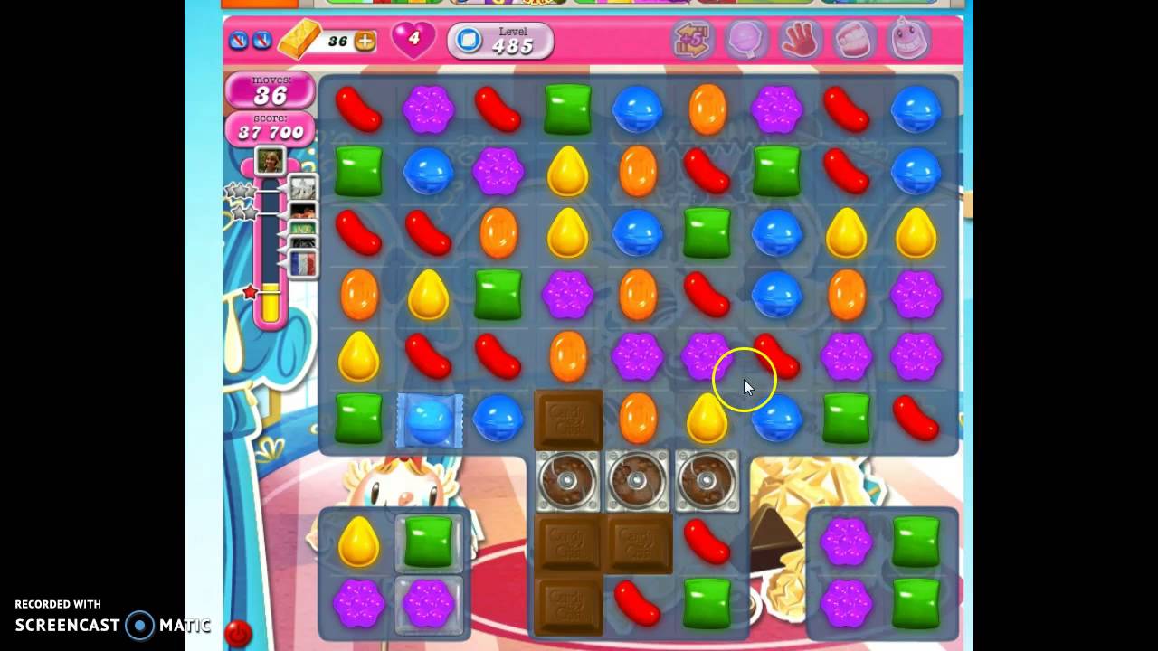 Candy Crush Level 485 w/audio tips, hints, tricks