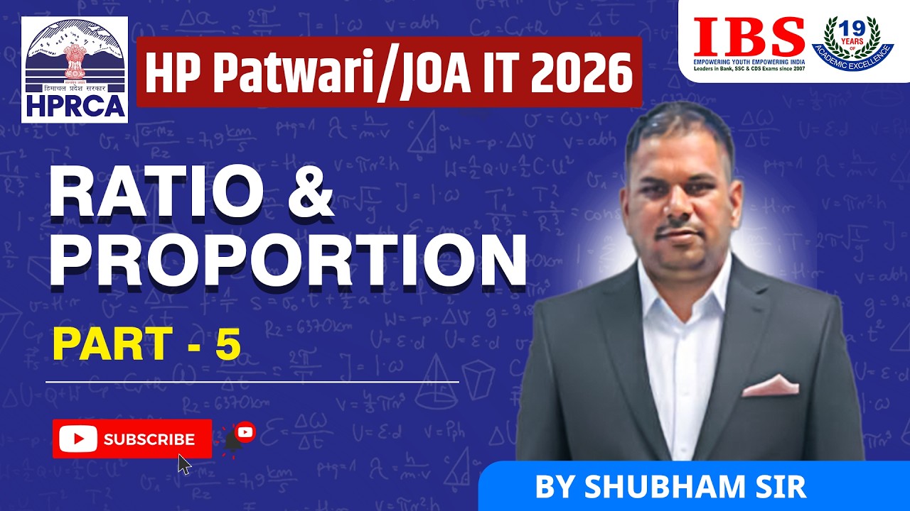 LIVE 05:00 PM || HP PATWARI 2026|| RATIO & PROPORTION 5 || SHUBHAM SIR