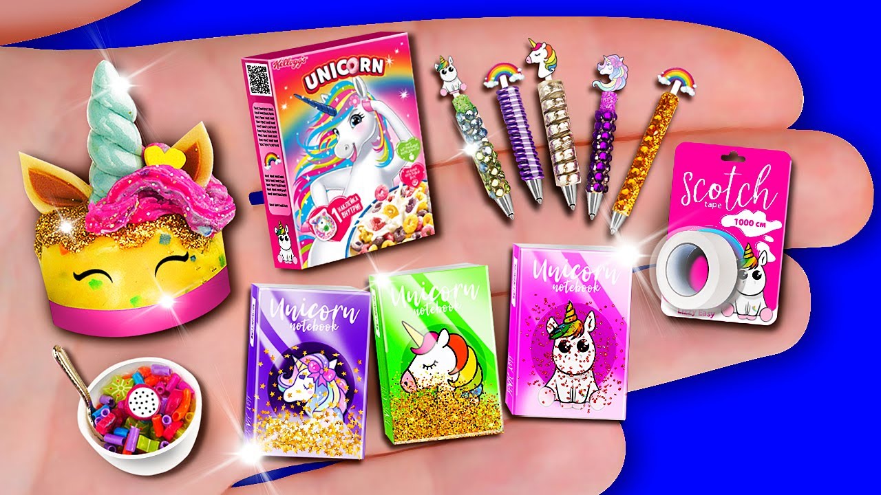 15 DIY MINIATURE FOOD UNICORN REALISTIC HACKS AND CRAFTS AND MORE DIY CRAFTS FOR BARBIE DOLLHOUSE