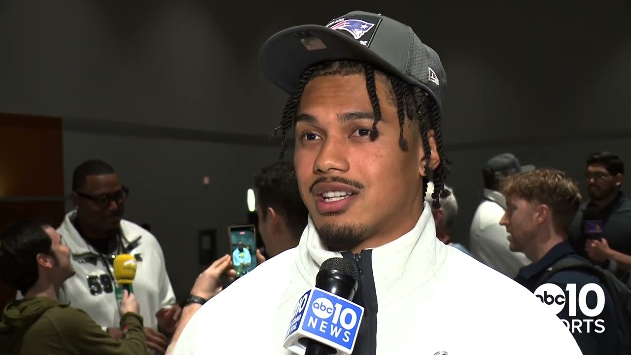 New England Patriots linebacker Marte Mapu talks Sacramento State during Super Bowl Opening Night