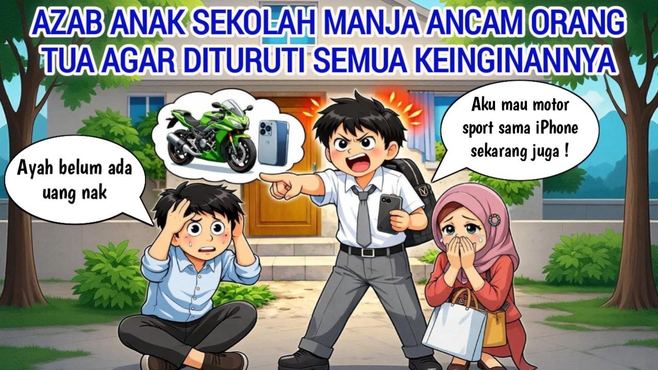 AZAB ANAK SEKOLAH MANJA ANCAM ORANG TUA AGAR DITURUTI SEMUA KEINGINANNYA | ANIMASI AZAB