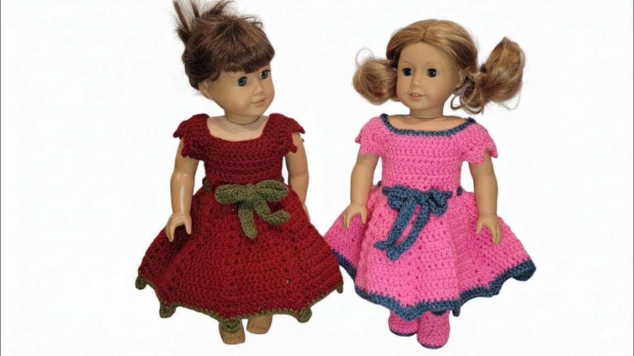 Как связать крючком платье для куклы American Girl