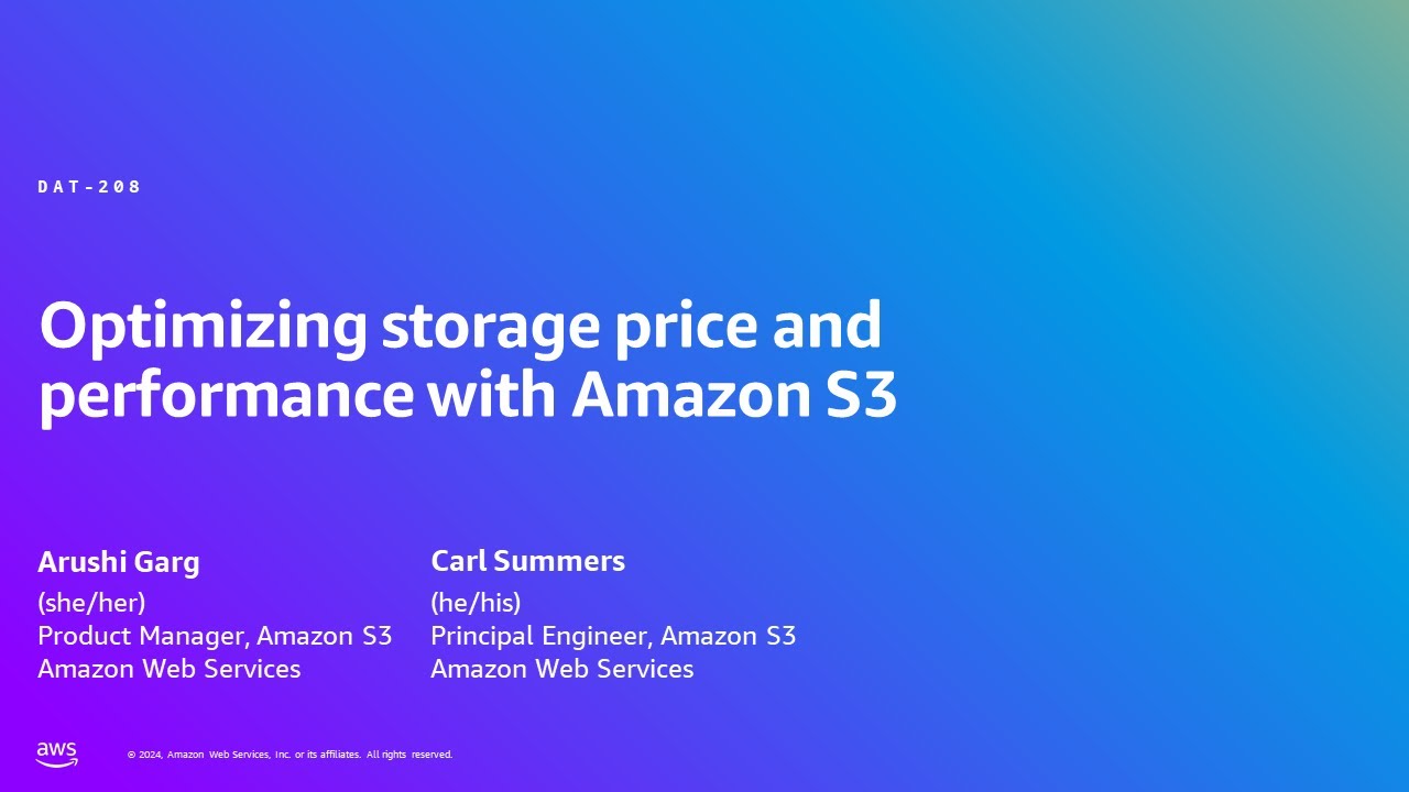 AWS Summit Berlin 2024 - Optimizing storage price and performance with Amazon S3 (DAT208)