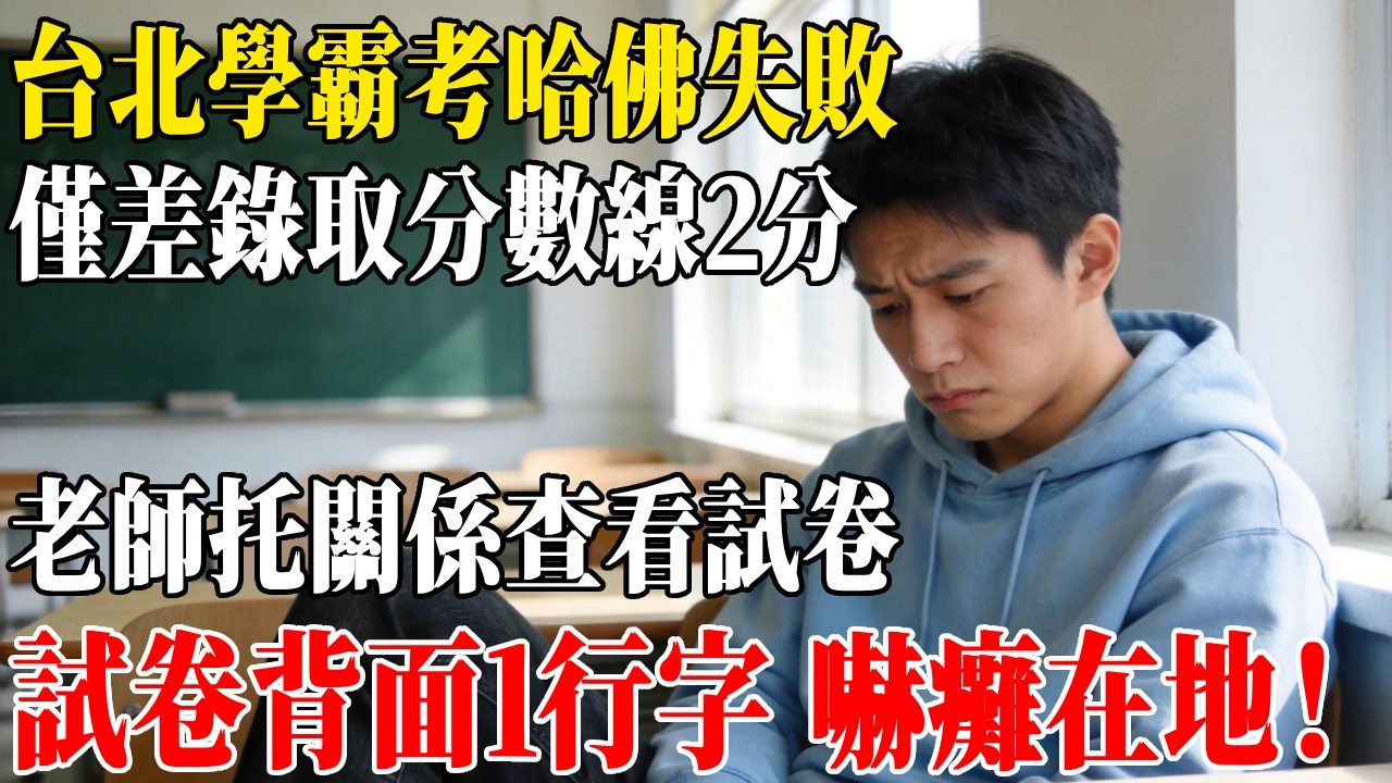 台北學霸考哈佛失敗，僅差錄取分數線2分，老師托關係查看試卷，試卷背面1行字 嚇癱在地！#民間故事 #人間故事會
