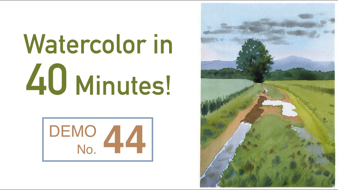 Watercolor Landscape Tutorial | Painting a Countryside Path in 40 Minutes