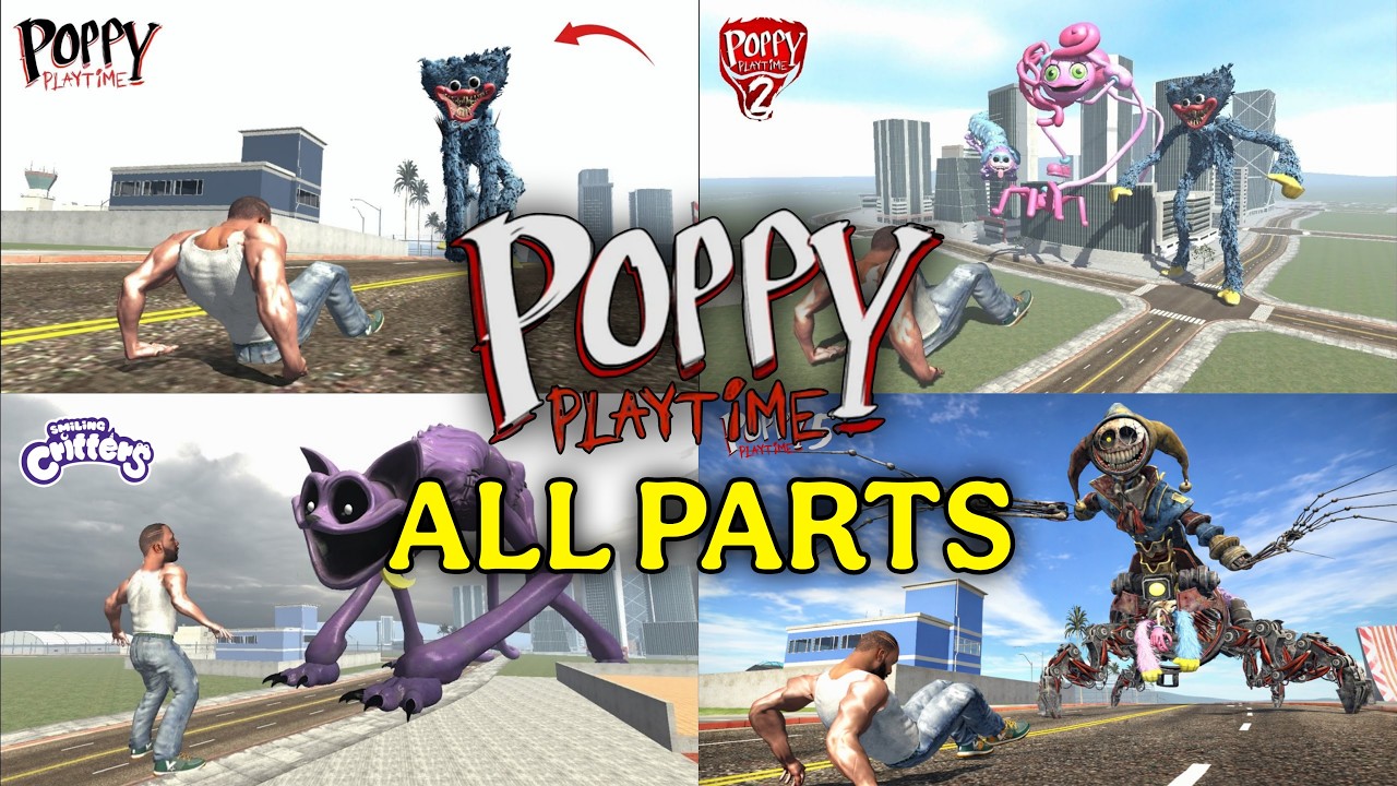 Franklin Play Poppy Playtime in Indian Bike Driving 3D | All Parts Live