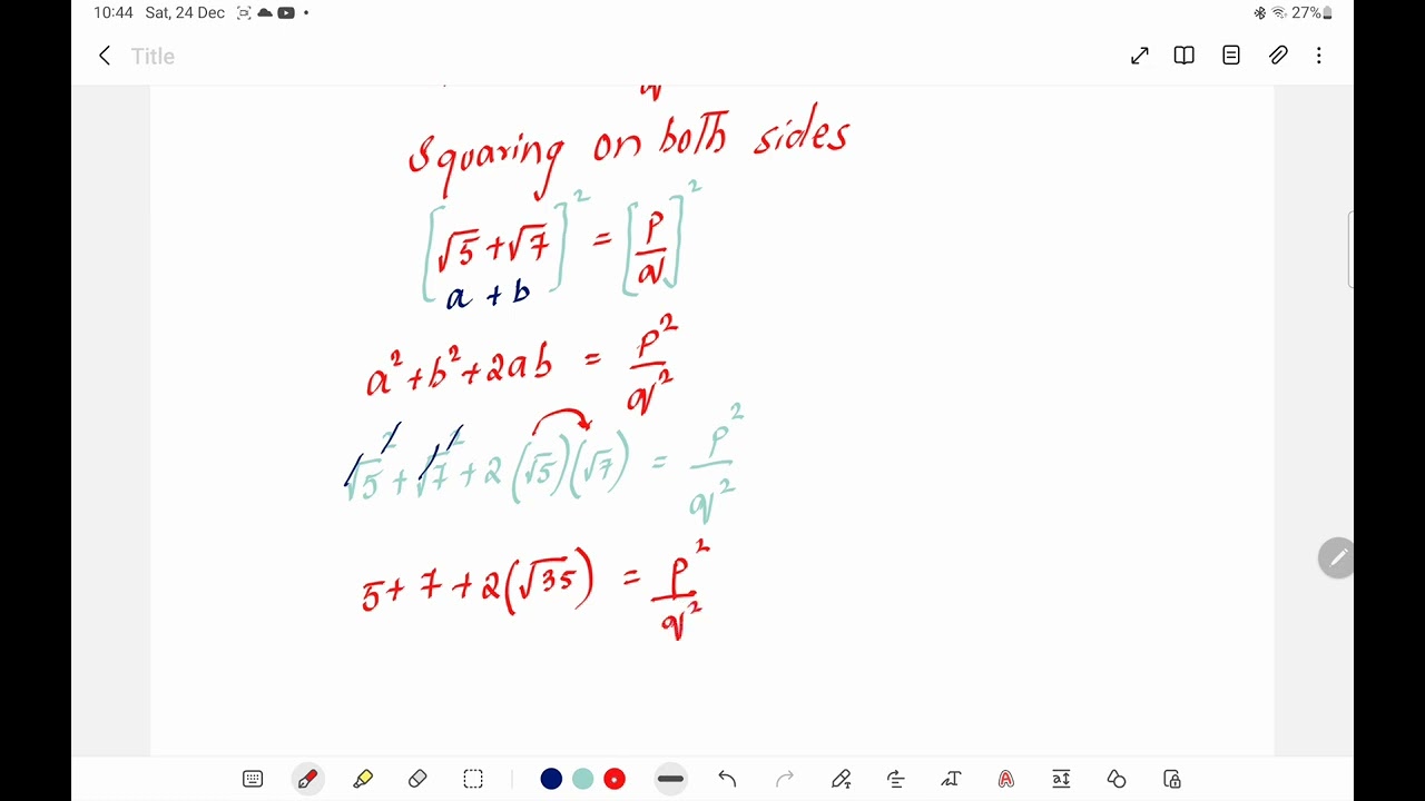 Root 5 + Root 7 is #irrationalnumber