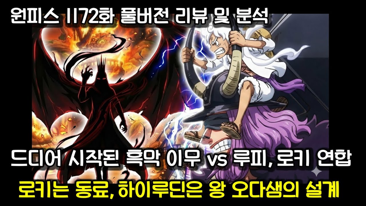 [원피스 1172화 풀버전 리뷰 및 분석] 드디어 시작된 이무 vs 루피 그리고 로키는 동료 하이루딘은 왕 오다샘의 설계 ㄷㄷ