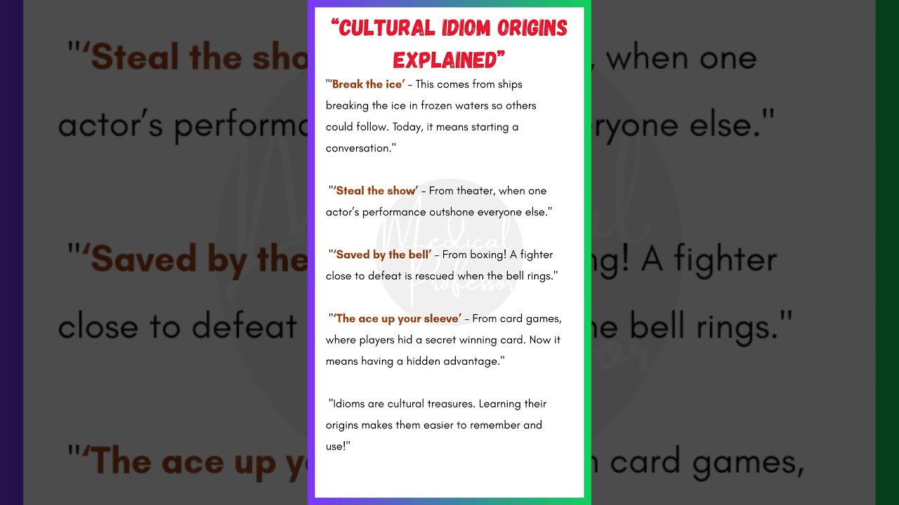 Cultural Idiom Origins Explained | Learn English Idioms with History & Meaning