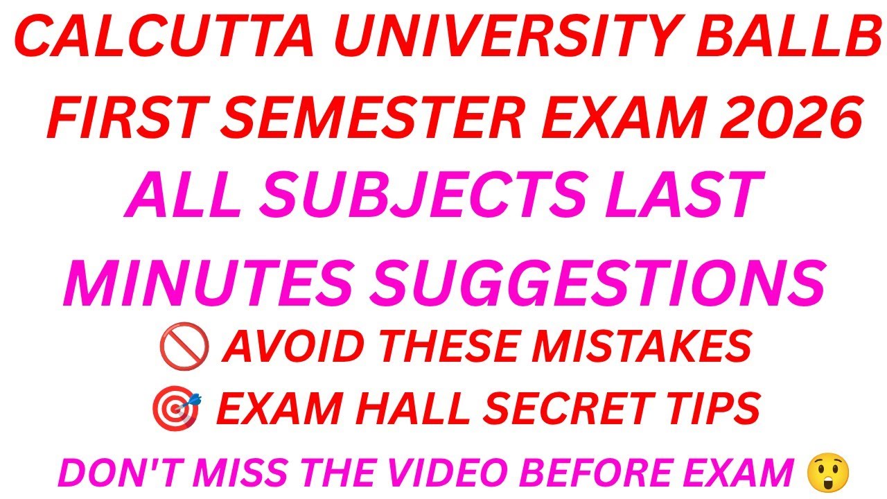 CU BA.LLB. FIRST SEMESTER ALL SUBJECTS SUGGESTIONS 2026-2027 || AVOID THESE MISTAKES BEFORE EXAM || 