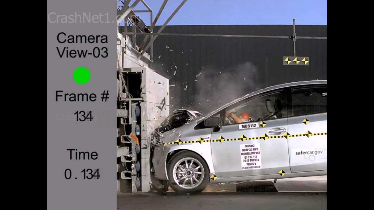 2013 Toyota Prius v | Frontal Crash Test by NHTSA | CrashNet1