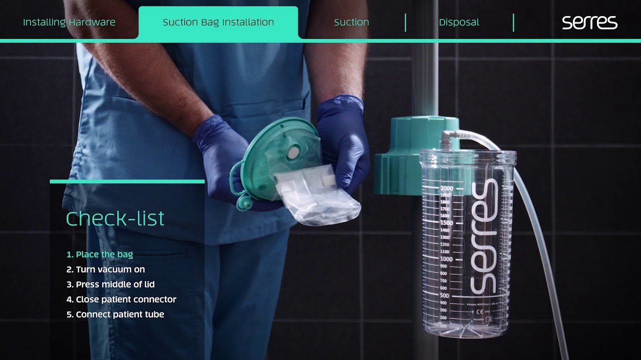 Installation and use of Serres suction bag