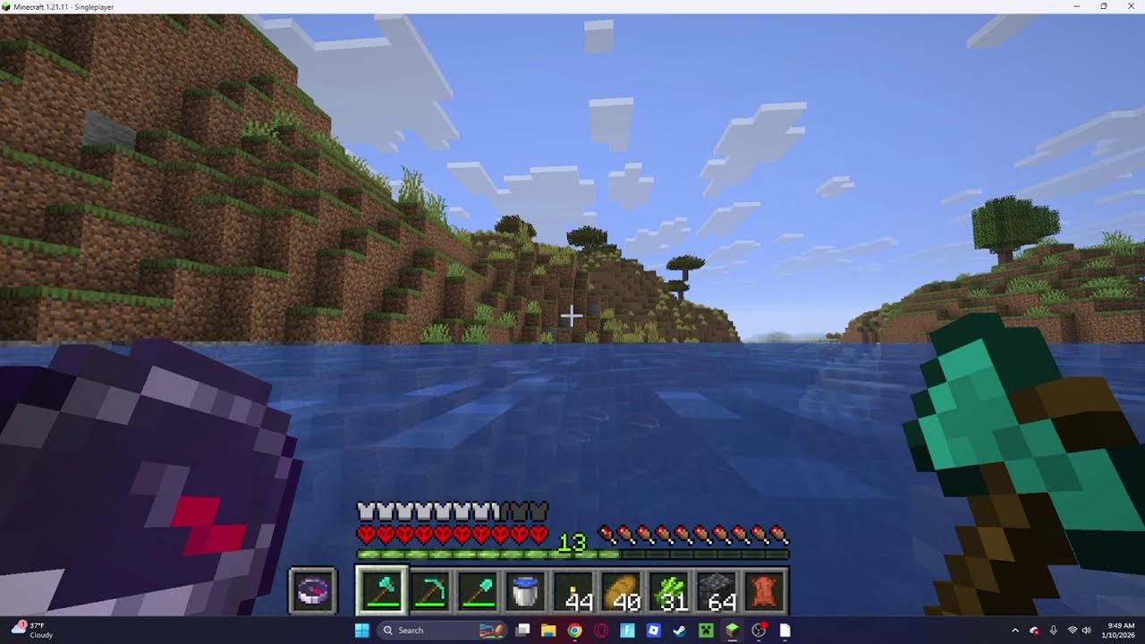 Playing minecraft