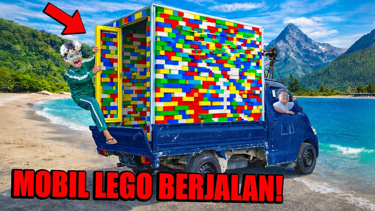 BIKIN RUMAH LEGO BERJALAN DI MOBIL PICKUP ORANG ORANG PADA NGIKUTIN!!