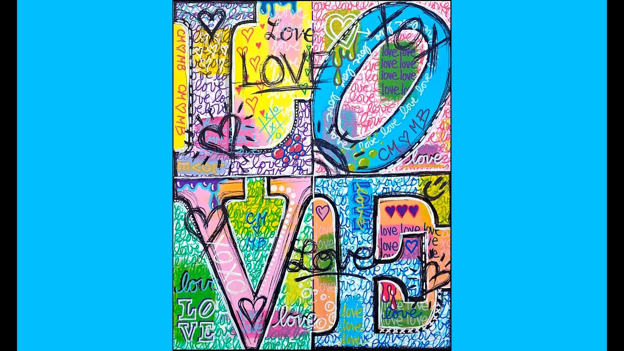 LOVE inspired by Robert Indiana - FREE Acrylic | Live Painting Tutorial - Learn to paint from home