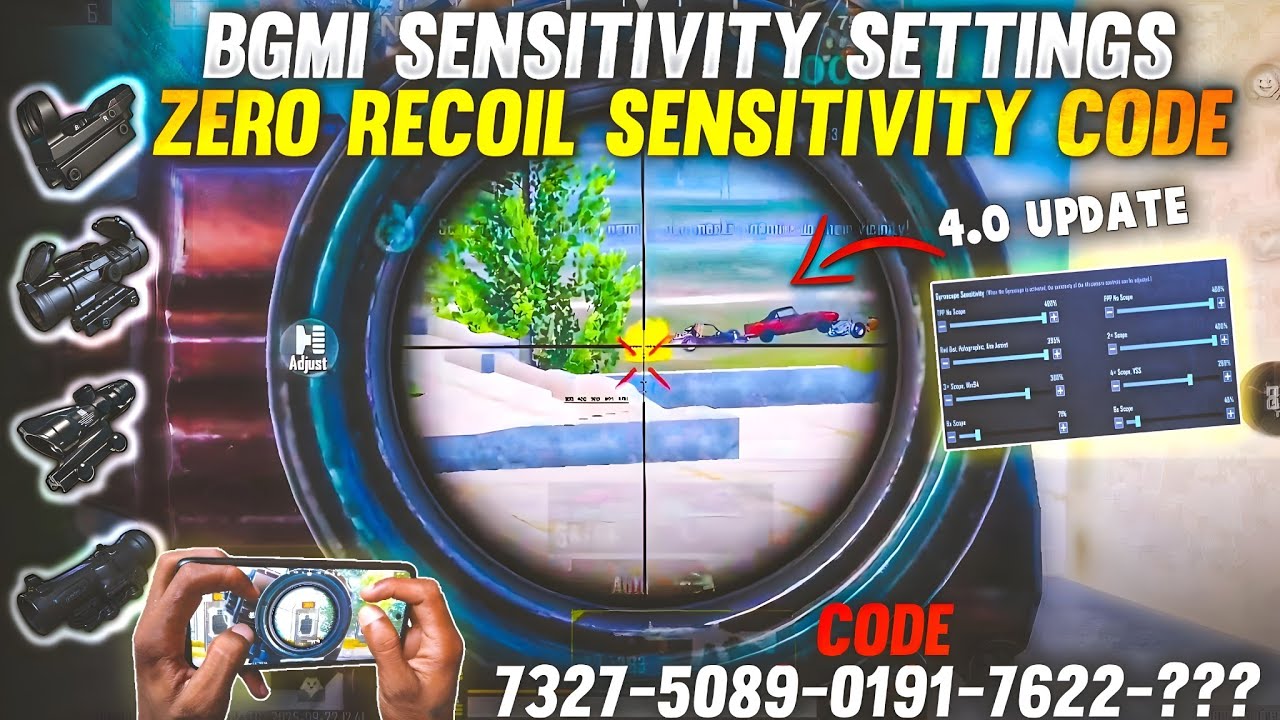 BGMI 4 0 UPDATE SENSITIVITY CODE  BGMI BEST SENSITIVITY SETTINGS  BGMI ZERO RECOIL SENSITIVITY