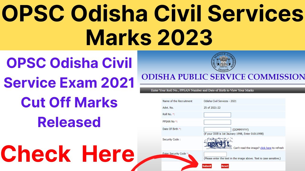 OPSC Odisha Civil Service Exam 2021 Marks l Odisha Civil Service Exam 2021 Cut Off Marks Released