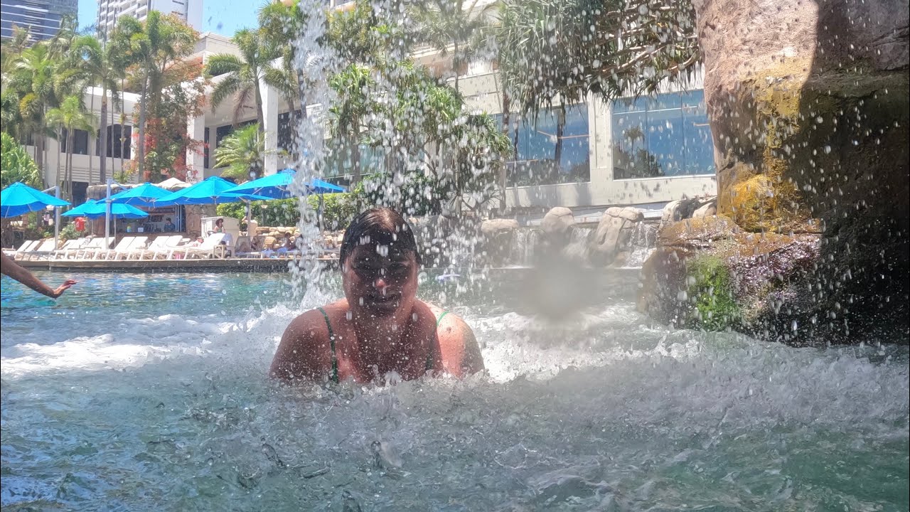 Enjoying the pool and slide at the JW Marriott Gold Coast, then onto the Surfers Paradise Market!