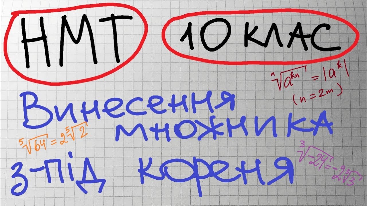 НМТ. 10 кл. Винесення множника з-під знака кореня n-го степеня.