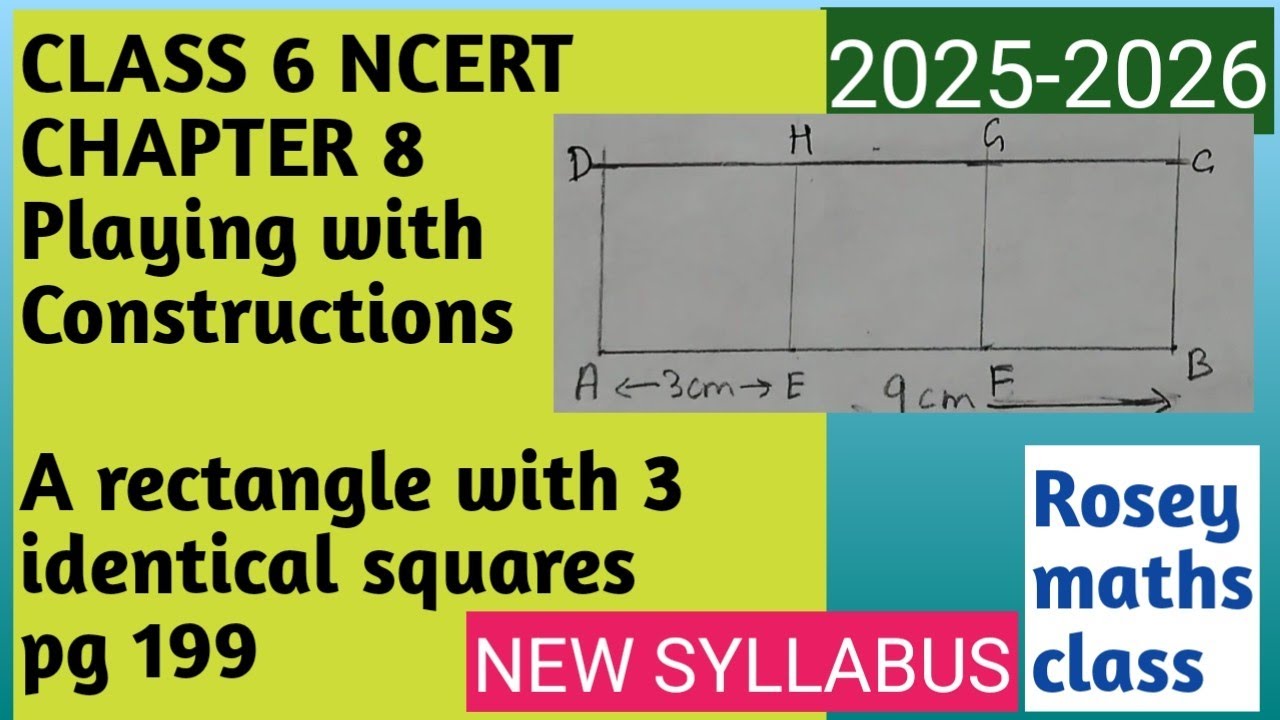 Class 6 pg 199 Playing with constructions/ A rectangle with 3 identical squares#maths #ganitaprakash