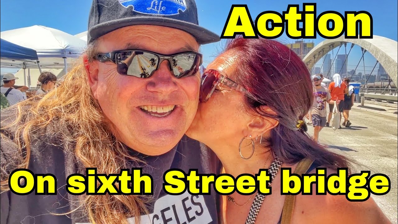 Action on 6th street viaduct bridge (bridgefest) downtown Los Angeles art festival