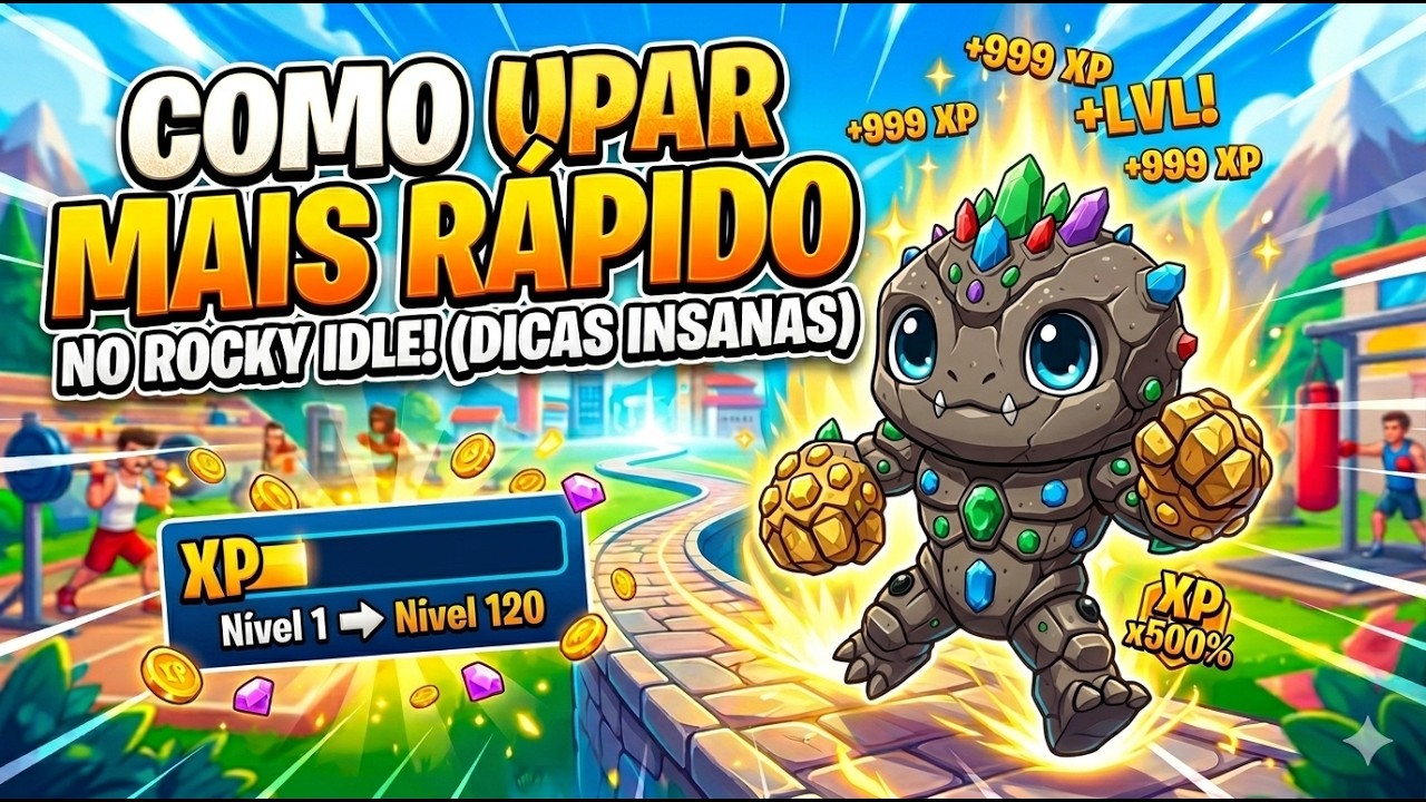 ROCKY IDLE: HOW TO LEVEL UP FASTER | Gameplay in Portuguese (Brazil)