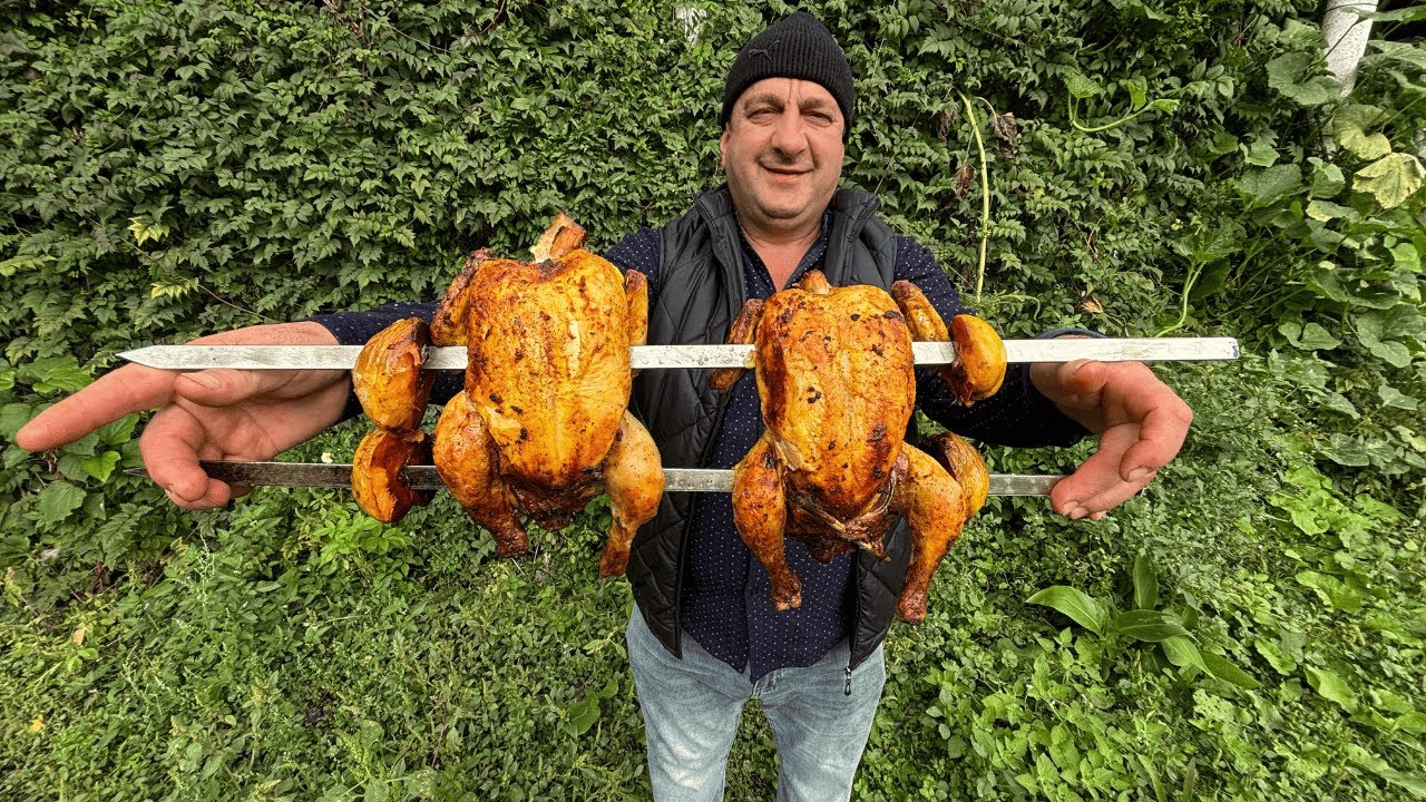Stuffed Whole Chicken in Fire Oven
