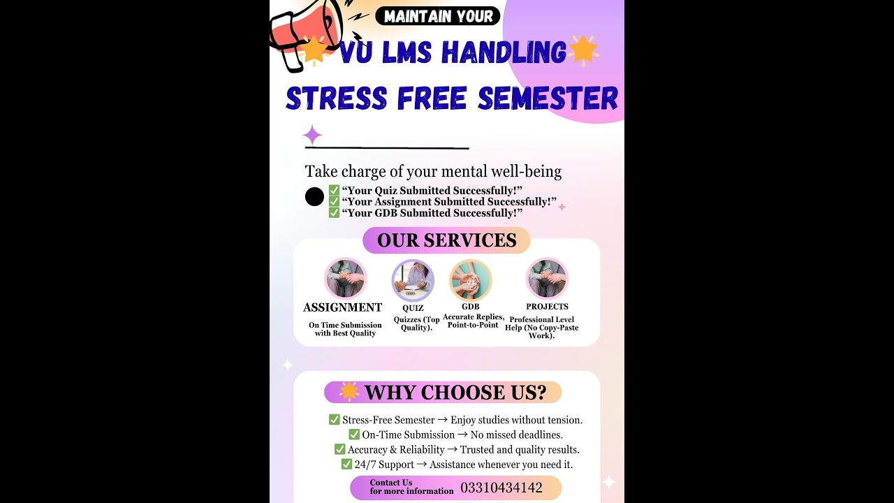 Stress Free Semester LMS HANDLLING SERVICE BY WAQAS