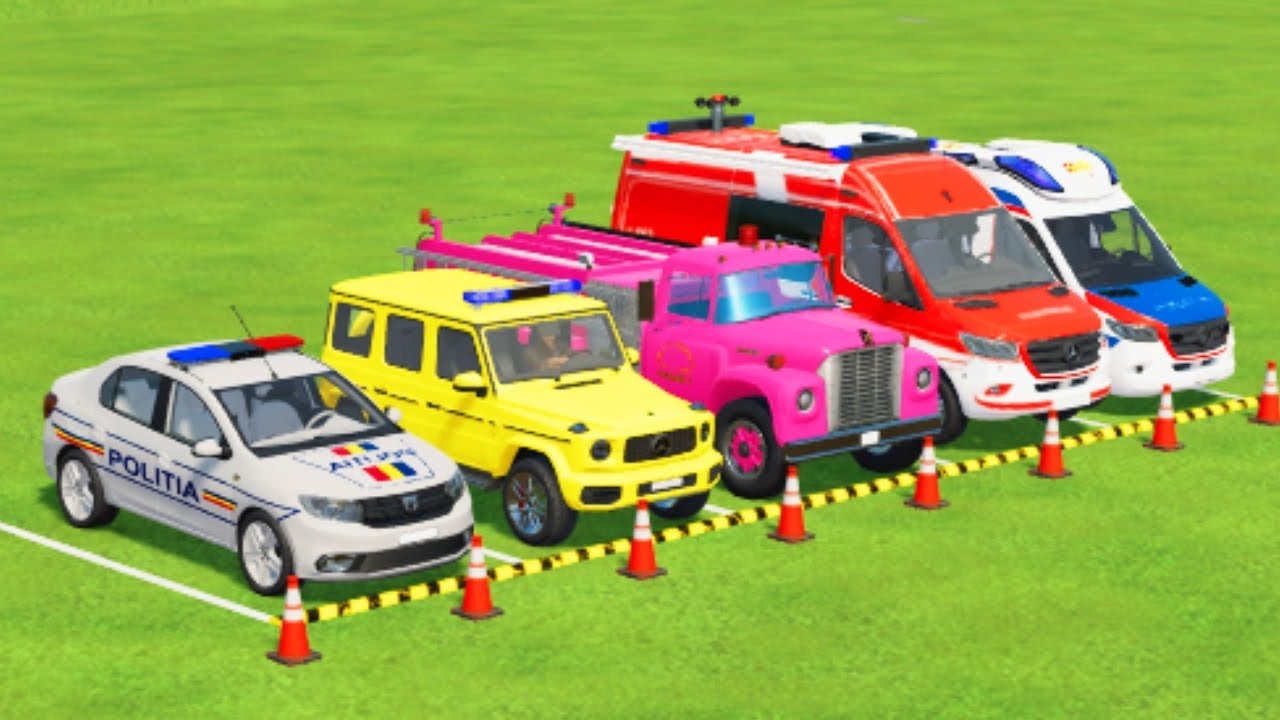 TRANSPORTING POLICE VEHICLES, AMBULANCE CAR, FIRE DEPARTMENT WITH MAN TRUCKS ! Farming Simulator 22