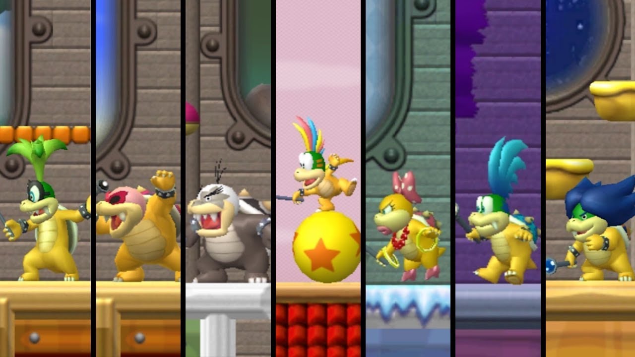 Newer Super Mario Bros. Wii Co-op Walkthrough -  All Airships (Koopaling Battles)