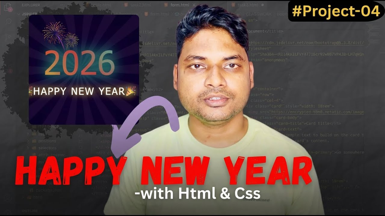 Part1-Wish You All A  HAPPY NEW YEAR 2026 With HTML CSS By Maharufh in 2025