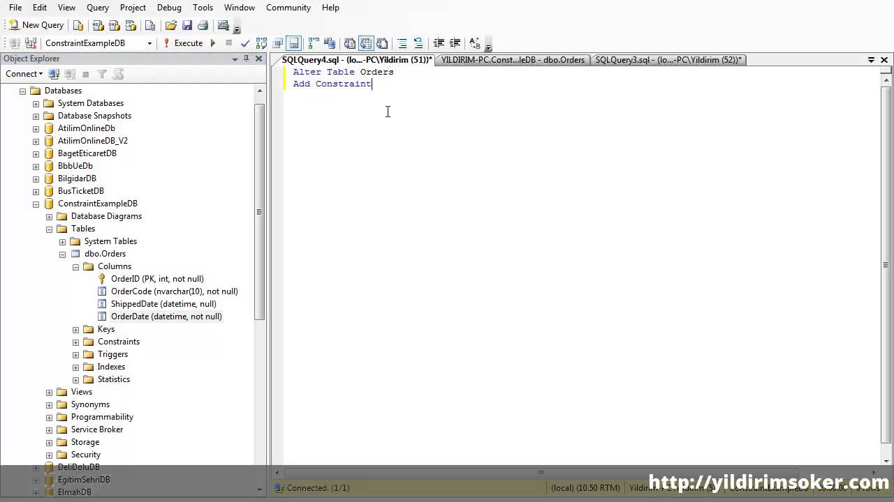 Ms Sql Server Dersleri - Constraint Kullanımı