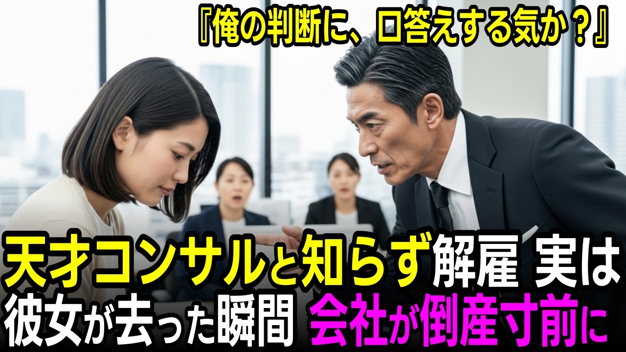派遣の小娘を見下し即日解雇した部長、わずか30分後に元天才コンサルタントと判明し会社が崩壊。土下座する羽目に