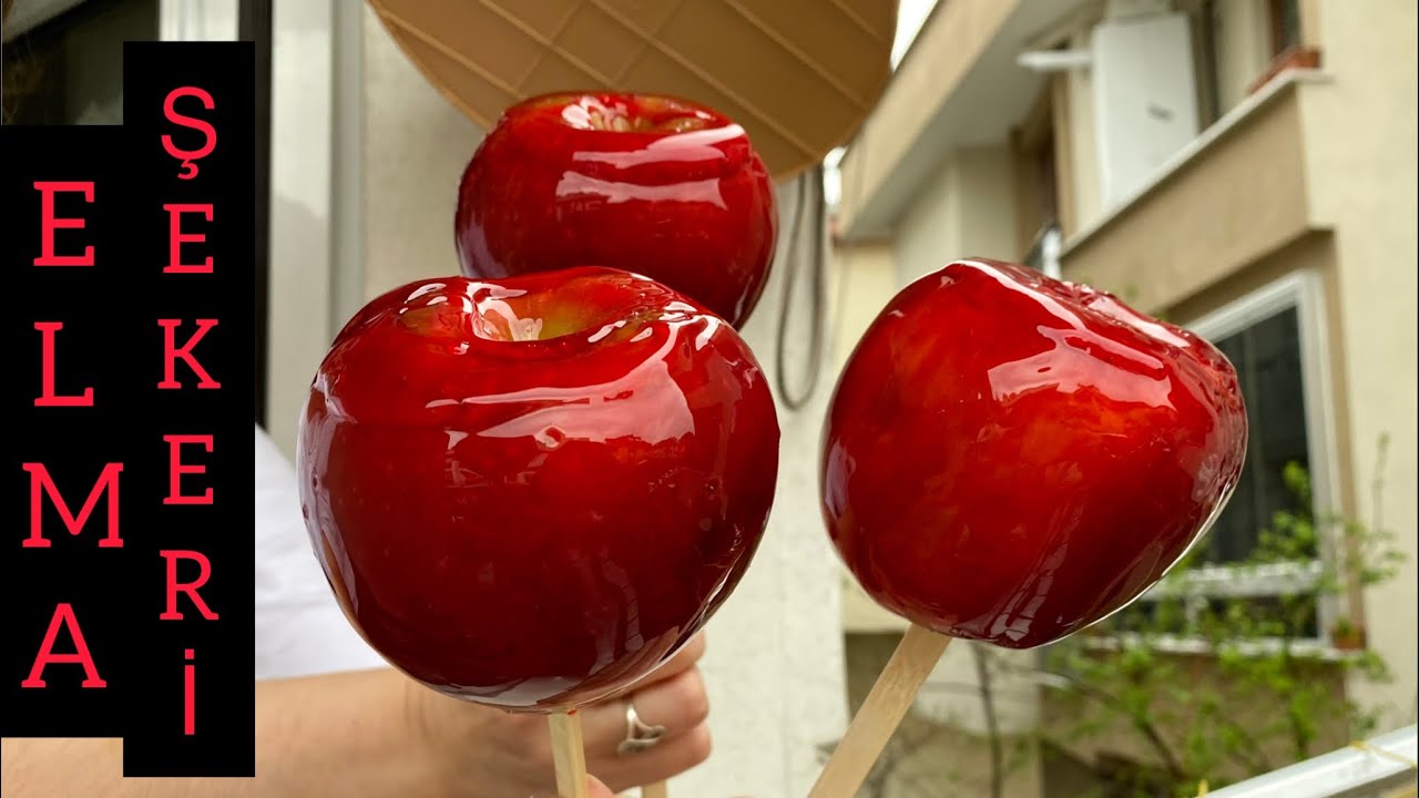 EVDE ELMALI ŞEKER NASIL YAPILIR?|Apple Candy Recipe🍭🍎Elma Şekeri Tarifi (Hemde Gıda Boyasız)