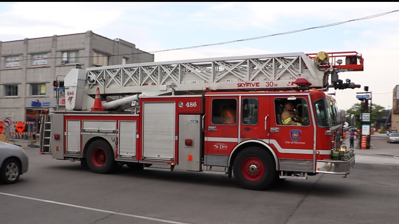 SIM Montreal Ladder 486 Responding (1994 Spartan Gladiator / NovaQuintech SkyFive ladder)
