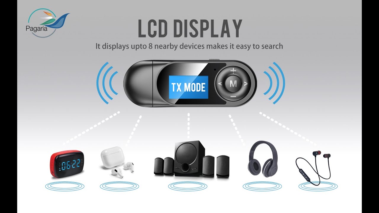 Pagaria LCD Display Bluetooth Transmitter Receiver Model T13, Unboxing & Functional Video