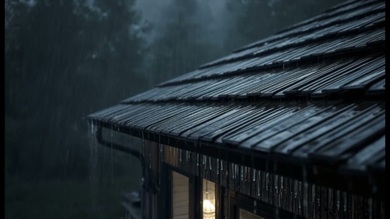 Soft Night Rain on a Quiet Rooftop Gentle Background Ambience for Rest and Evening Calm