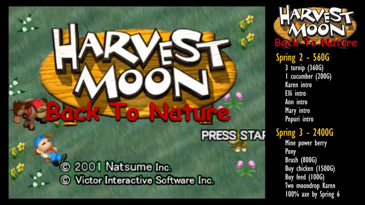 #1 Master Walkthrough Spring 2-3 [Harvest Moon: Back to Nature] [LONGPLAY]